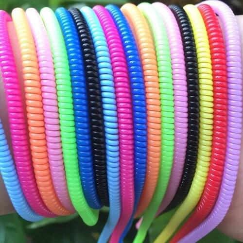 200pcs/lot Solid Color TPU spiral USB Charger cable cord protector wrap cable winder for charging cables organizer, Length 50cm
