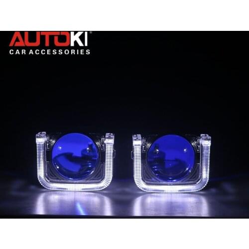 AUTOKI 2018 New metal Super H1 U 2.5inc LED angel eyes with LED Devil eyes Bi-xenon Projectors lens for H4 H7 9005 9006 Socket
