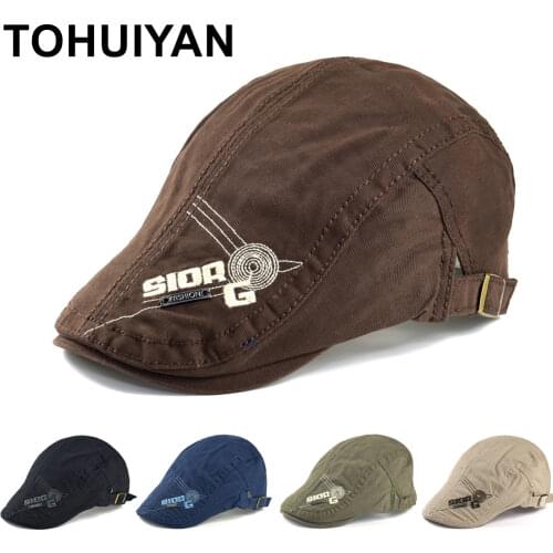 TOHUIYAN Branded Newsboy Cap Casual Cotton Gatsby Hat Summer Autumn Baker Boy Hats Fashion Chapeau Homme Boina Flat Caps For Men