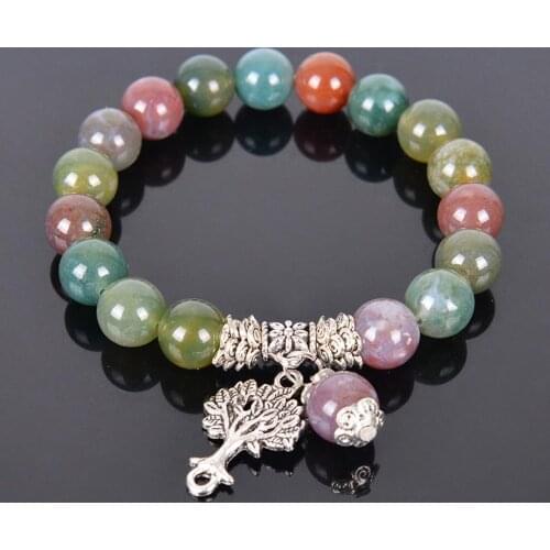 Chakra Natural Stone Red Vein Agates Onyx Bracelets Tree of Life Bracelet Mala Beads Reiki Healing Meditation Energy Bangles