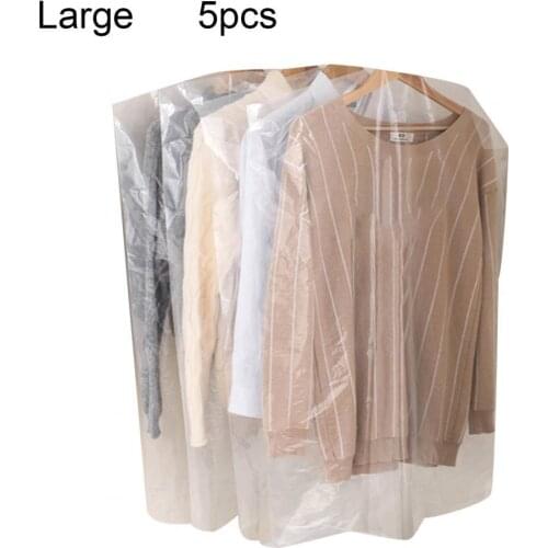 5Pcs Clothes Cover Foldable Dustproof Plastic Unisex Family Waterproof Hanging Suit Cover for Home Clothes Cover Suit Cover Bags