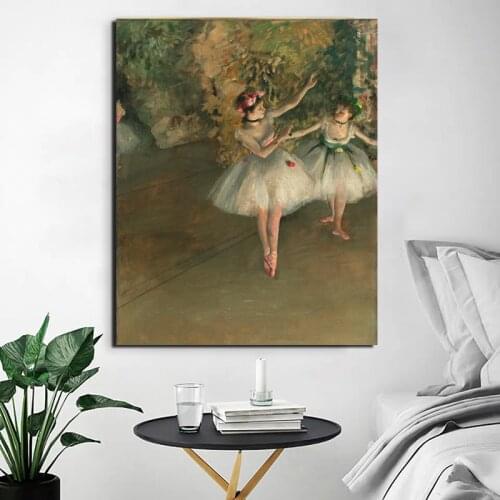 Edgar Degas Ttwo Dancers On Stage Canvas Painting Posters Prints Marble Wall Art Painting Decorative Picture Modern Home Decor