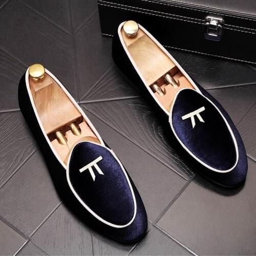 ERRFC New Arrival Men Blue Loafer Shoes Round Toe Fashion Slip On Flock Casual Comfort Shoes Man Trending Leisure Shoes 38-43