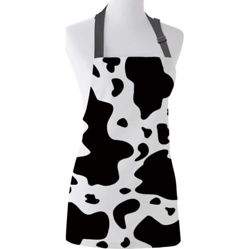Black White Graffiti Cow Spot Print Apron Print Unisex Kitchen Bib with Adjustable Neck for Cooking Gardening