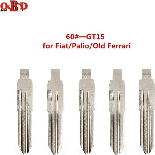 HKOBDII 10pcs Uncut Metal GT15 2 In 1 LiShi Scale Blank Car Key Blade NO.60 with Tick Marks for Fiat/Palio/Old Ferrari