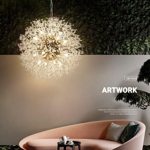 Crystal chandelier bedroom light luxury creative net red dandelion chandelier clothing store restaurant decorative lamps