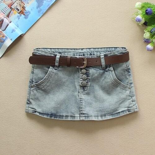 New 2021 Summer Sexy Mini Skirt Women Single Buttons High Waist Denim Shorts Skirt Blue A Line Jean Skirts