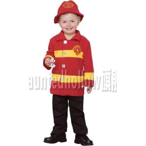 New Toddler Kids Boys Halloween fire suit Cosplay Costume firemans outfits with hat Boys fireman coat cosplay costume