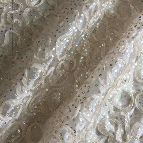 LEO&LIN Point Printing Organza Yarn Plate Stereo Embroidery Bronzing Lace Dress Clothing Fabrics
