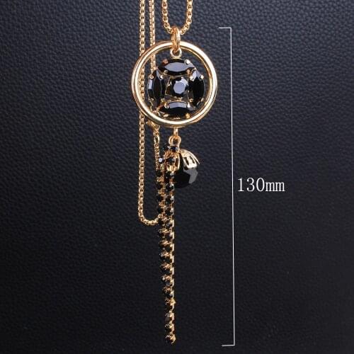 Joyas Store Newest Wholesale Long 650mm Stainless Steel Jewelry Fashion Gold Color Sweater Chain Necklace For Women NEIZCMBF