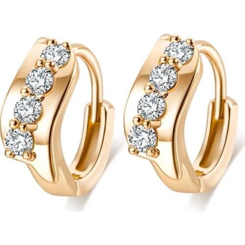 Fashion Women\s Earrings Exquisite Gold Crystal Rhinestone Inlay Ear Hoop Earring Elegant Wedding Jewelry Lover Gift