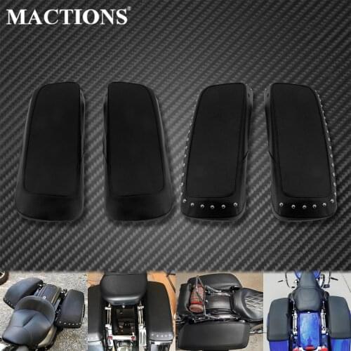 Motorcycle Premium Saddle Bag Lid Covers Waterproof Leather Bagger Audio Rain Dust Speaker Lids For Harley Touring FLHX 14-Up