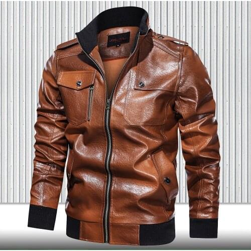 2020 Mens New Fashion Leather Jackets Men Vintage Slim Fit Motorcycle Leather Coat Outwear Male Warm Zipper Biker Coat Jackets