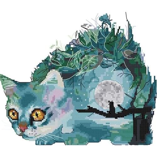 Cross Stitch Kits Stamped Full Range of Embroidery Starter Kits for Beginners DIY 11CT 3 Strands -Cats World