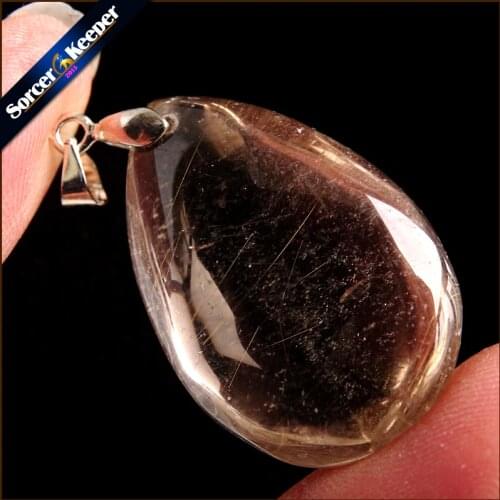 Natural Stones Rutilated Quartz Pendant Hair Crystal Free Necklace Mineral Specimen Garden Crystal Quartz Jewelry Energy PS349
