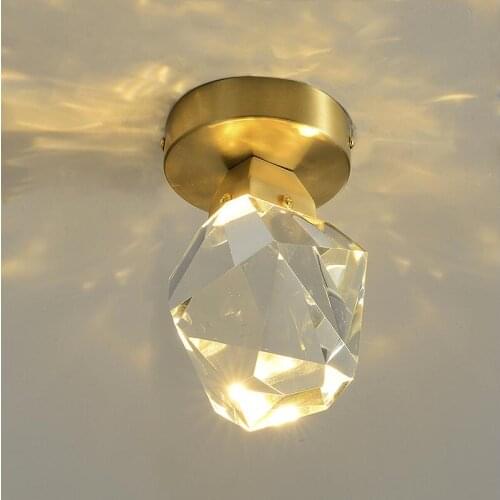 New Crystal Ceiling Lamp Corridor Lamp Aisle Lamp Creative Entrance Home Lamp Cloakroom Copper Simple Small Ceiling Lamp