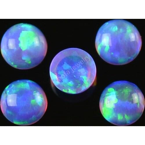 Opal supplier Op40 violet round cabochon flat buttom loose opal stone for jewelry making