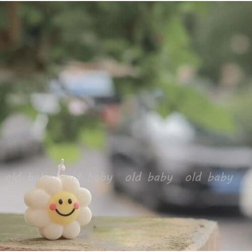 Flower Candle Silicone Mold Cartoon Flower Smiley Design Aromatherapy Candle Making Handmade Soap Mold Plaster Mold