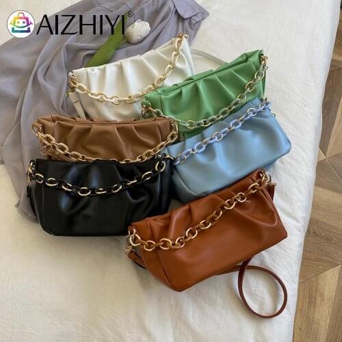 Fashion Women Pleated PU Leather Shoulder Crossbody Messenger Bag Ladies Shoulder Casual Chain Solid Color Small Purse Handbags