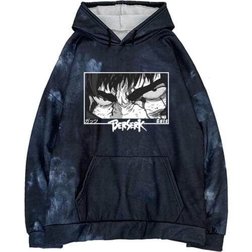 Berserk Sweatshirt Hoodie Guts Fashion Women Men Sweater Harajuku Anime Eyes Top Loog Sleeve Tie Dye Hoodie