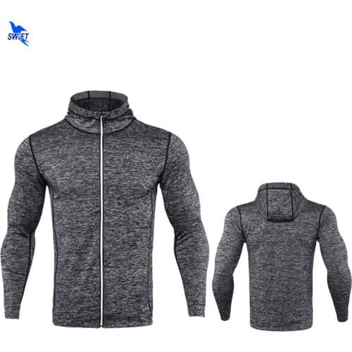 2020 Spring Long Sleeve Mens Running Jacket Fitness Breathable Hooded Sweatshirt Zipper Slim Fit Pullover Hoodies Gym Sportswear