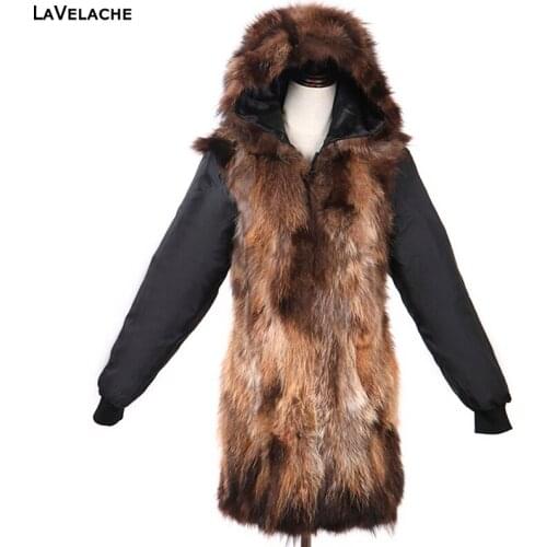LaVelache winter jacket women real fox fur vest long parka plus size coat oversize inner liner 2020