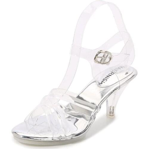 MAIERNISI Women Sandals 2021 Luxury Party Elegant High Heels Sandals Sexy Crystal Silver Women Summer Shoes Fashion Ladies Pumps