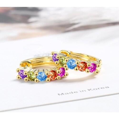 2020 Hot Sale 925 Sterling Silver Hoop Earrings For Women Multicolor Zircon Earring Lady Fashion Party Accessories KOFSAC