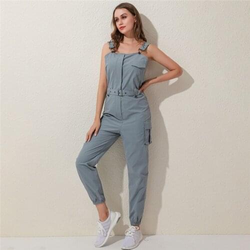 Women Loose Solid Simple Ankle-length Adjusted Strap Streetwear Chic Womens Trendy Casual Spring Autumn Overall Female Rompers