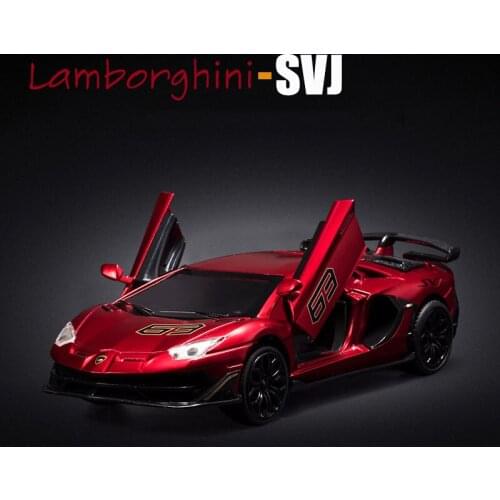 1:32 LamborghiniSVJ 63 Alloy Car Die Cast Model Car Model Sound and Light Pull Back Kids BirthdayChristmas Gifts Toys