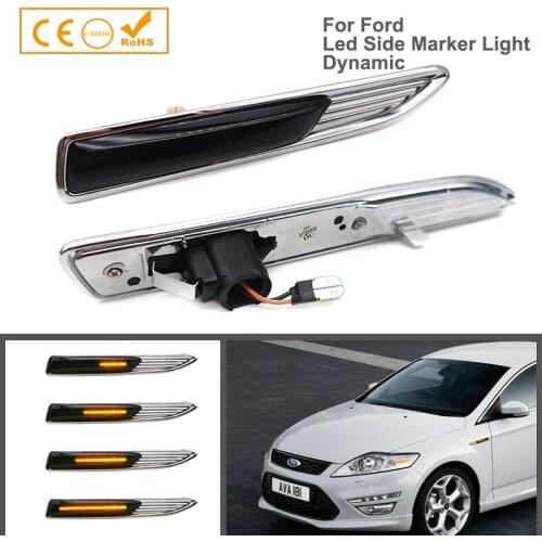 2Pcs Dynamic Amber LED Side Marker Light Front Fender Turn Signal Lamps For Ford Mondeo MK4 Hatchback Saloon Estate Turnier BA7