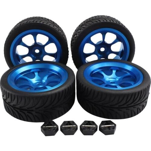 4pcs Upgrade Metal Wheel Rim And Tire Part For Wltoys 144001 1/14 124018 124019 Rc Car Parts