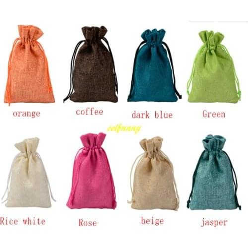 5000pcs/lot FAST 7x9cm 10x14cm Wedding Favor Christmas Jute Burlap Gift Bags Colorful Drawstring Pouch Linen bag