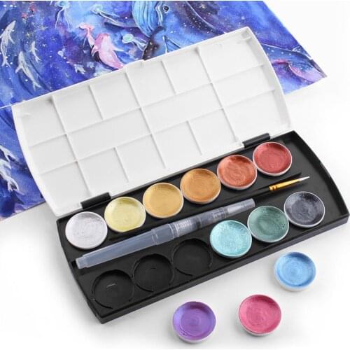 Watercolor Paint Set, 12 Assorted Colors Portable Paint Set with Brush, Travel Pocket Watercolor Kit for Students Adults Artist