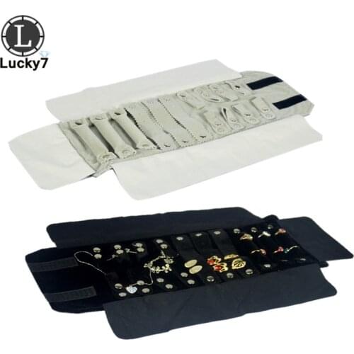 Black/Grey Velvet Jewelry Storage Bag Portable Display Cases Organizer Jewelry Travel Roll Ring Earrings Bag