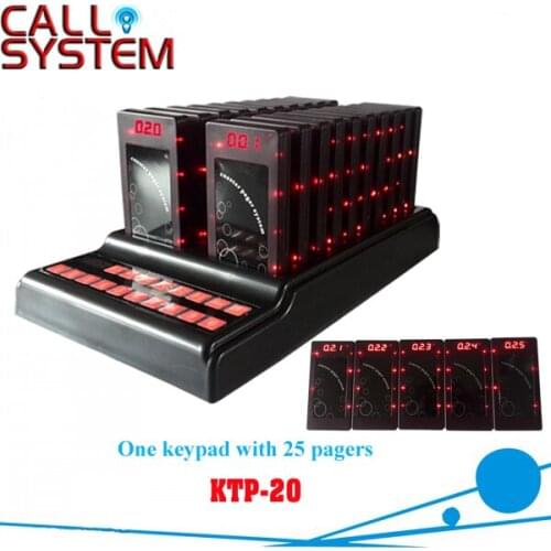 Restaurant Wireless Vibrating Alphanumeric Paging System Coaster Pager (1 transmitter 25 pagers)
