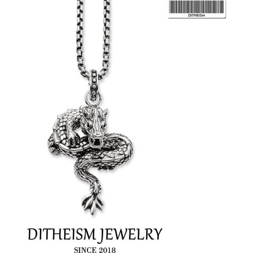 Link Chain Necklace Dragon Blackened, 2018 Fashion 925 Sterling Silver Jewelry China Ethnic Gift For Men Women Boy Girls