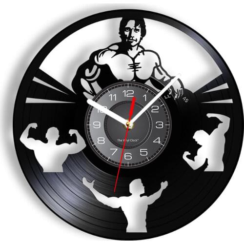 BODYBUILDING CLOCK Personalized Handmade Vinyl Record Clock Bodybuilder Room Decorative Bodybuilder Wall Clock Gym Decor