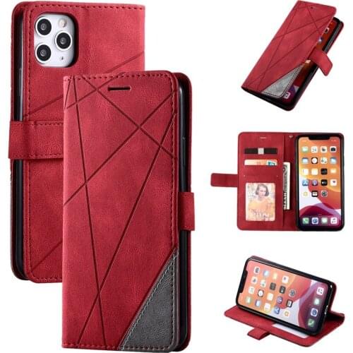 Stand Business Phone Holster For iPhone 12 11 Pro X XS XR Max mini 6 6S 7 8 Plus SE 2020 Stripe Wallet Rhombus Case Color Cover