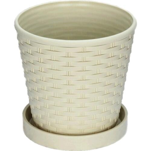 Imitation Bamboo Woven Flower Pot Nursery Containers Home Garden Decor Round Flowerpot Office Decorative Indoor Planter Pots