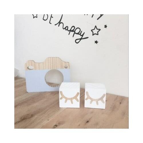 Eyelash Model Block DIY Wood Room Home Kawaii decoration INS Wall props Baby Infantil for Kids Toy Kids Birthday Christmas Gift