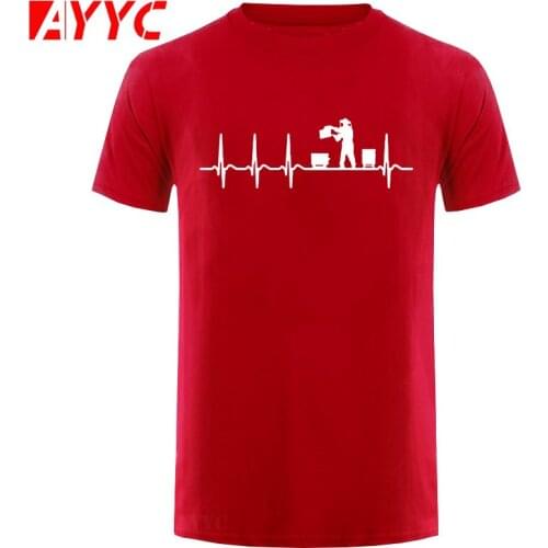AYYC T-Shirt Tshirt Custom Funny T-Shirt Man Cotton Heartbeat Beekeeping Beekeeper Cool Shirt Fun Gift Summer Men T Shirt
