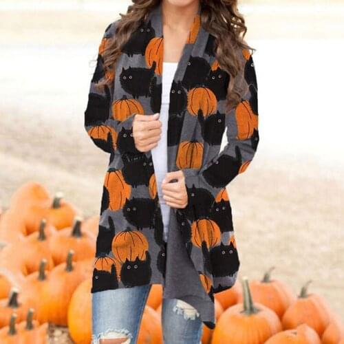 Casual Festive Print Women Skin-friendly Cardigan Long Sleeve Casual Long Sleeve Autumn Elegant Coat Loose Street Tops
