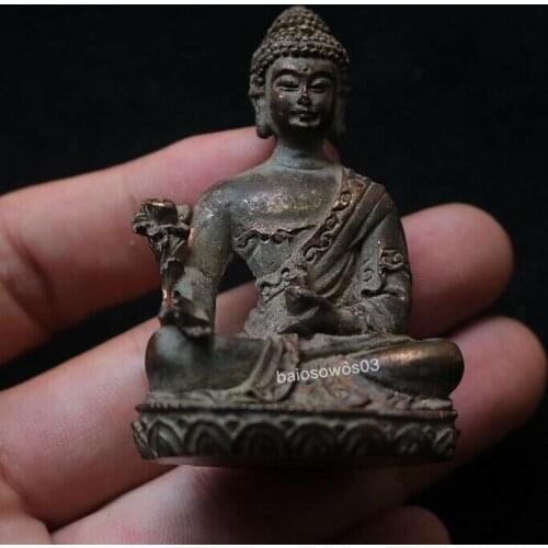 Chinese antique pure brass carved Shakyamuni Buddha amulet ornaments