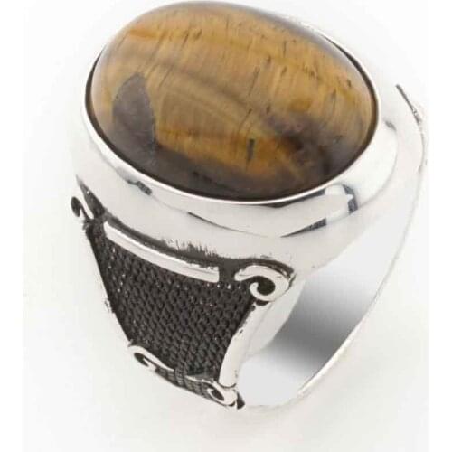 925 sterling Silver Tiger Eye Stone Men 'S Ring