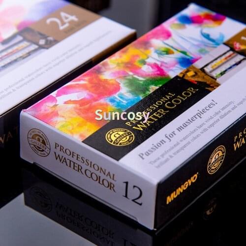 12/24/48 Colors Korea Mungyo Watercolor Paint Set Solid Water Color Metal Box Oil Painting Pigment for Student Art Supplies