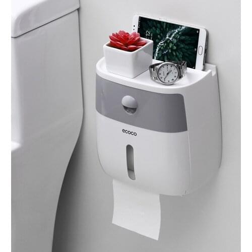 Wall Mounted Toilet Paper Holder Waterproof Durable Tissue Box Multi-function Toilet Paper Tray Storage Rack Bathroom Organizer