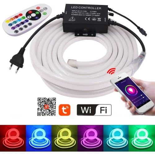 Neon Strip Flex 220V WIFI Bluetooth Outdoor Waterproof RGB Neon Light Ribbon Tape 2835 5050 120Leds/m Flexible Neon Rope Tube