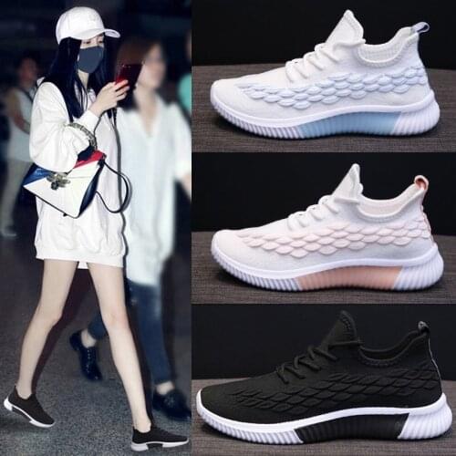 2021 summer new womens casual shoes flying scale breathable shoes female students running shoes female shoes