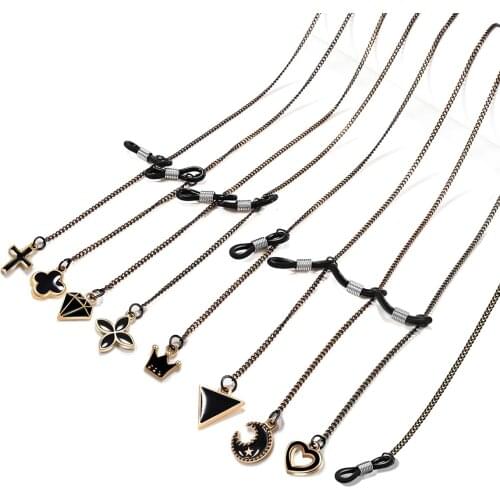 New Design Black Metal Glasses Chain Holder Fashion Sunglasses Lanyard Necklace Non-slip Eyeglasses Strap Eyewear Accessories